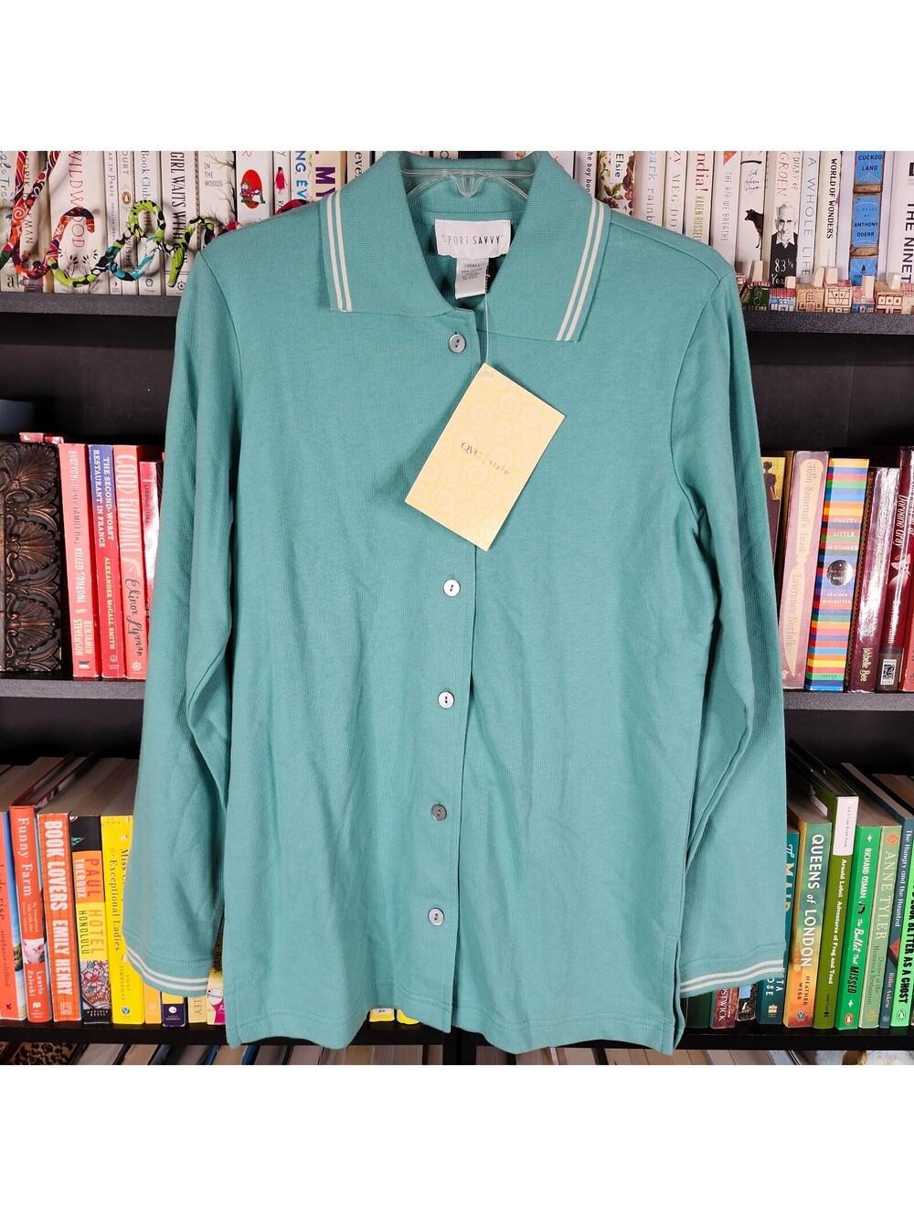 Sport Savvy Aqua Cotton Knit Button Front Cardigan Jacket Small